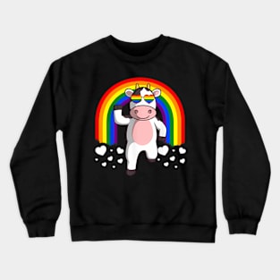 LGBT Cow Gay Pride LGBTQ Cute  Farmer Crewneck Sweatshirt